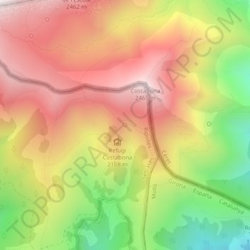 Font del Fra Joan地形图、海拔、地势