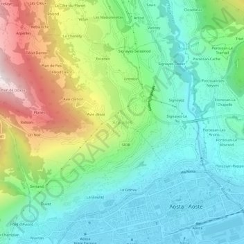 Arpuilles地形图、海拔、地势
