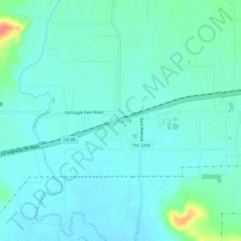 D'Hanis地形图、海拔、地势