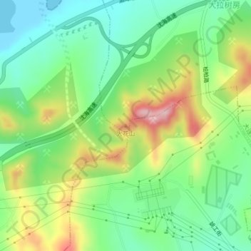 大花山地形图、海拔、地势