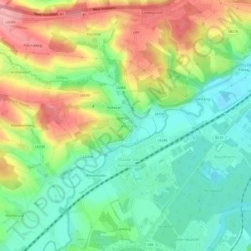 Öhling地形图、海拔、地势