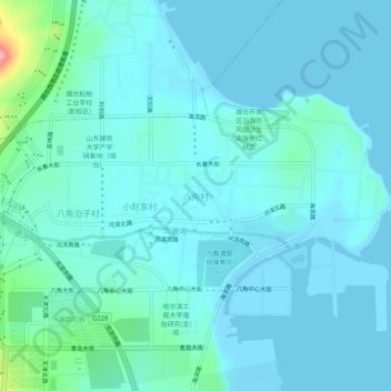 八角村地形图、海拔、地势