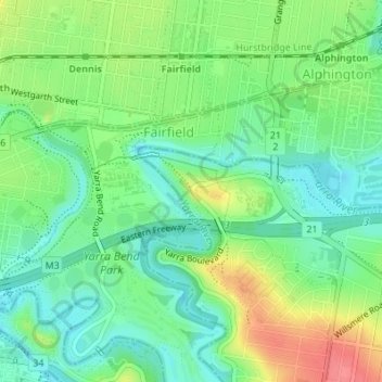 Wurundjeri Spur Lookout地形图、海拔、地势