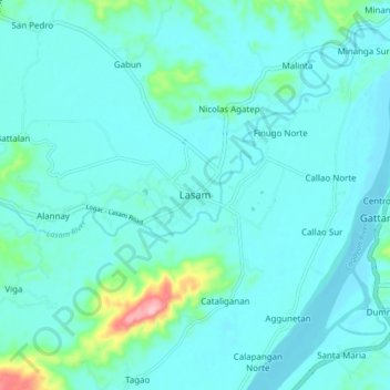 Lasam地形图、海拔、地势