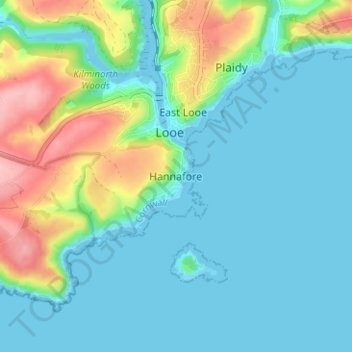 Hannafore地形图、海拔、地势