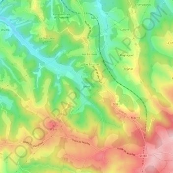 Bellet地形图、海拔、地势