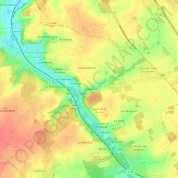 La Vallée地形图、海拔、地势