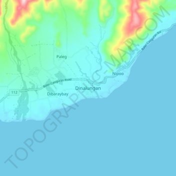 Dinalungan地形图、海拔、地势