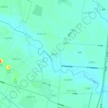 河奎村地形图、海拔、地势