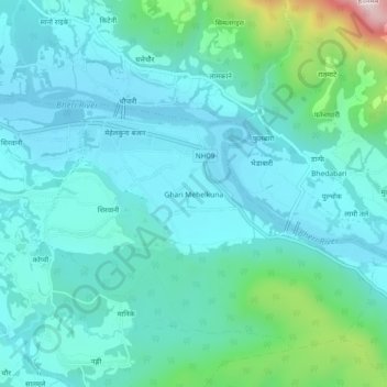 Ghari Mehelkuna地形图、海拔、地势