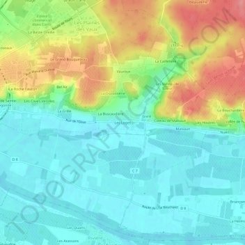 Les Loges地形图、海拔、地势