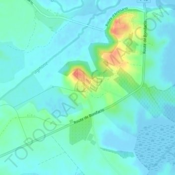 Casabianda地形图、海拔、地势