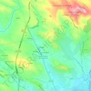 La Vivarié地形图、海拔、地势