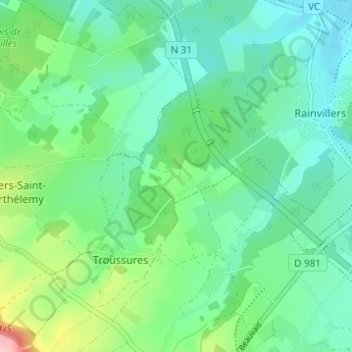 Monchy地形图、海拔、地势