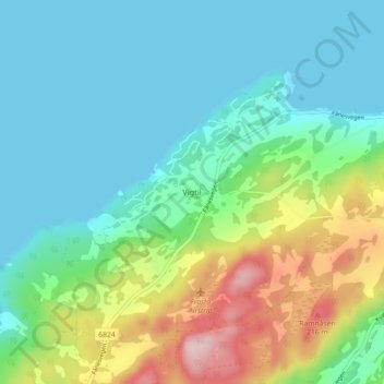 Vigtil地形图、海拔、地势