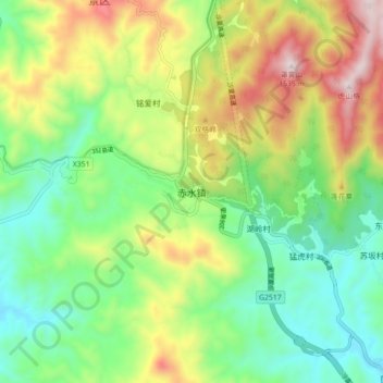 赤水镇地形图、海拔、地势