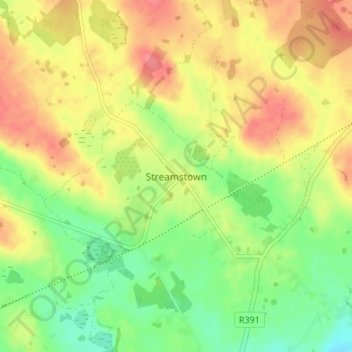 Streamstown地形图、海拔、地势