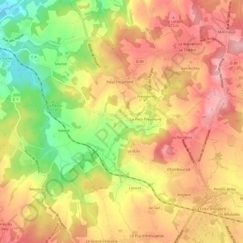 Gandeloup地形图、海拔、地势