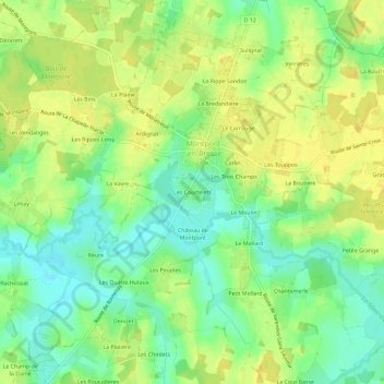 Les Courtelets地形图、海拔、地势