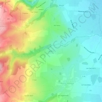 Le Bost地形图、海拔、地势