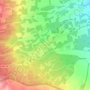 Las Flores地形图、海拔、地势