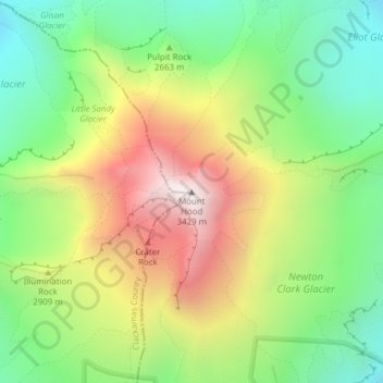 Mount Hood地形图、海拔、地势