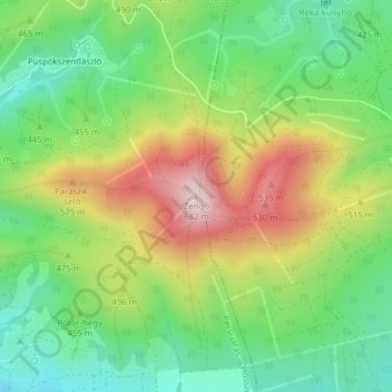 Zengő地形图、海拔、地势