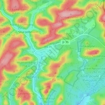 Hardt地形图、海拔、地势