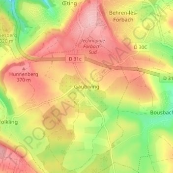Gaubiving地形图、海拔、地势