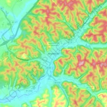 Morehead地形图、海拔、地势