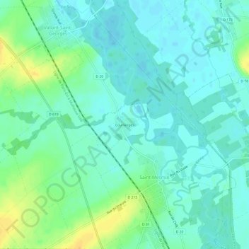 Courlanges地形图、海拔、地势