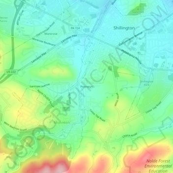 Pennwyn地形图、海拔、地势
