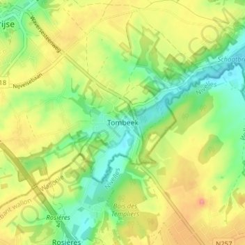 Tombeek地形图、海拔、地势