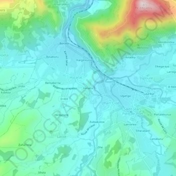 Hirueta地形图、海拔、地势