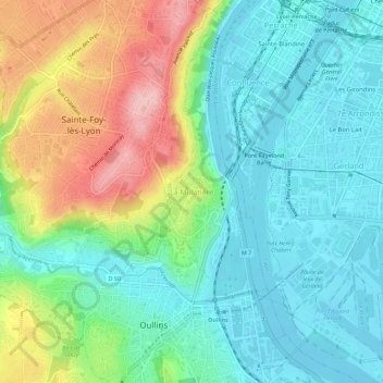 La Mulatière地形图、海拔、地势