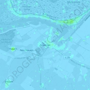 Greetsiel地形图、海拔、地势