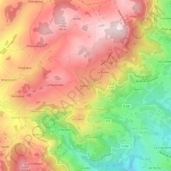 Brûle-Fer地形图、海拔、地势