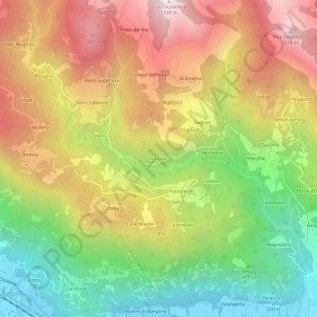 Ravoire地形图、海拔、地势