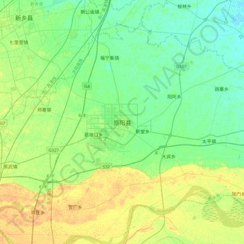 原阳县地形图、海拔、地势