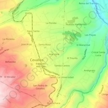 Aire Libre地形图、海拔、地势