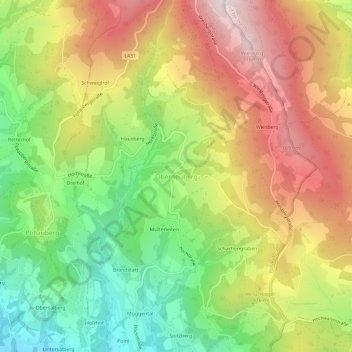 Oberneuberg地形图、海拔、地势