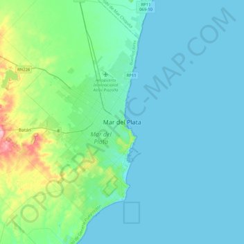 Mar del Plata地形图、海拔、地势