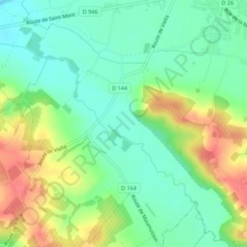 Bergons地形图、海拔、地势