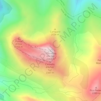 Castiello d’Acher地形图、海拔、地势