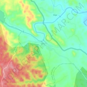 Antri地形图、海拔、地势