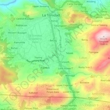 Km. 5地形图、海拔、地势