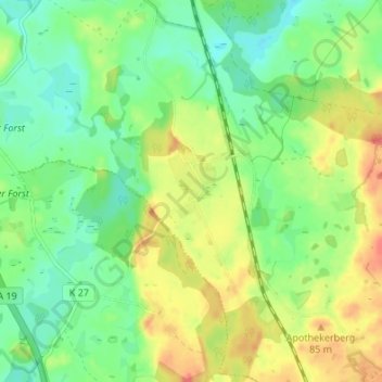 Dersentin地形图、海拔、地势