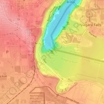 Horseshoe Falls地形图、海拔、地势