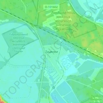 Таценки地形图、海拔、地势