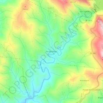 Foz do Ribeiro地形图、海拔、地势